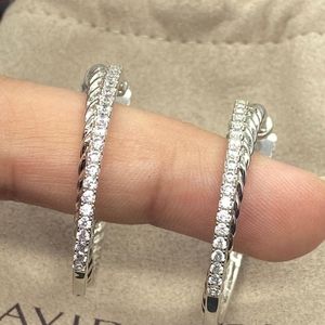 David Yurman 31mm Crossover diamond hoop earrings